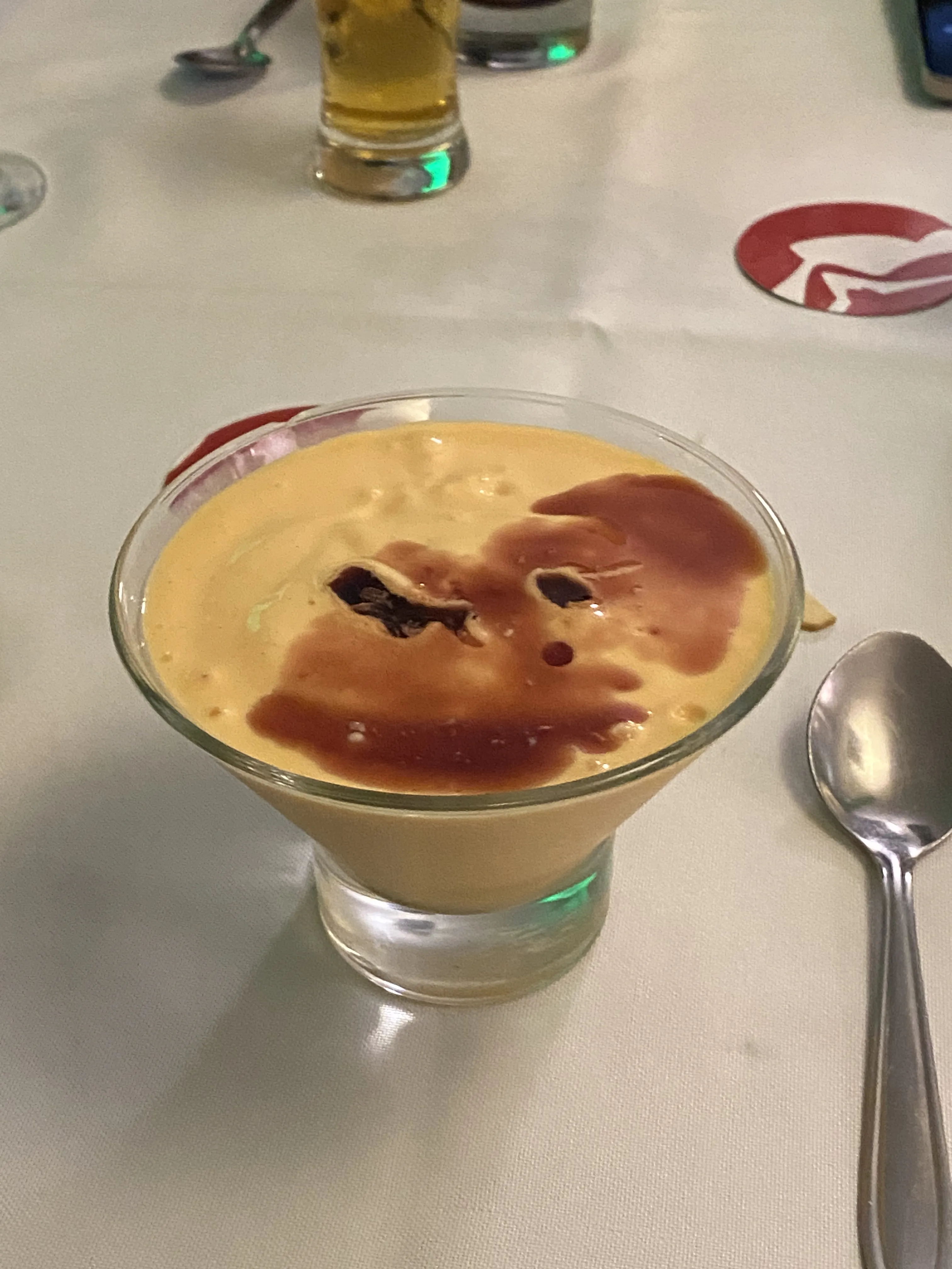 Typically served with a liquor poured on it