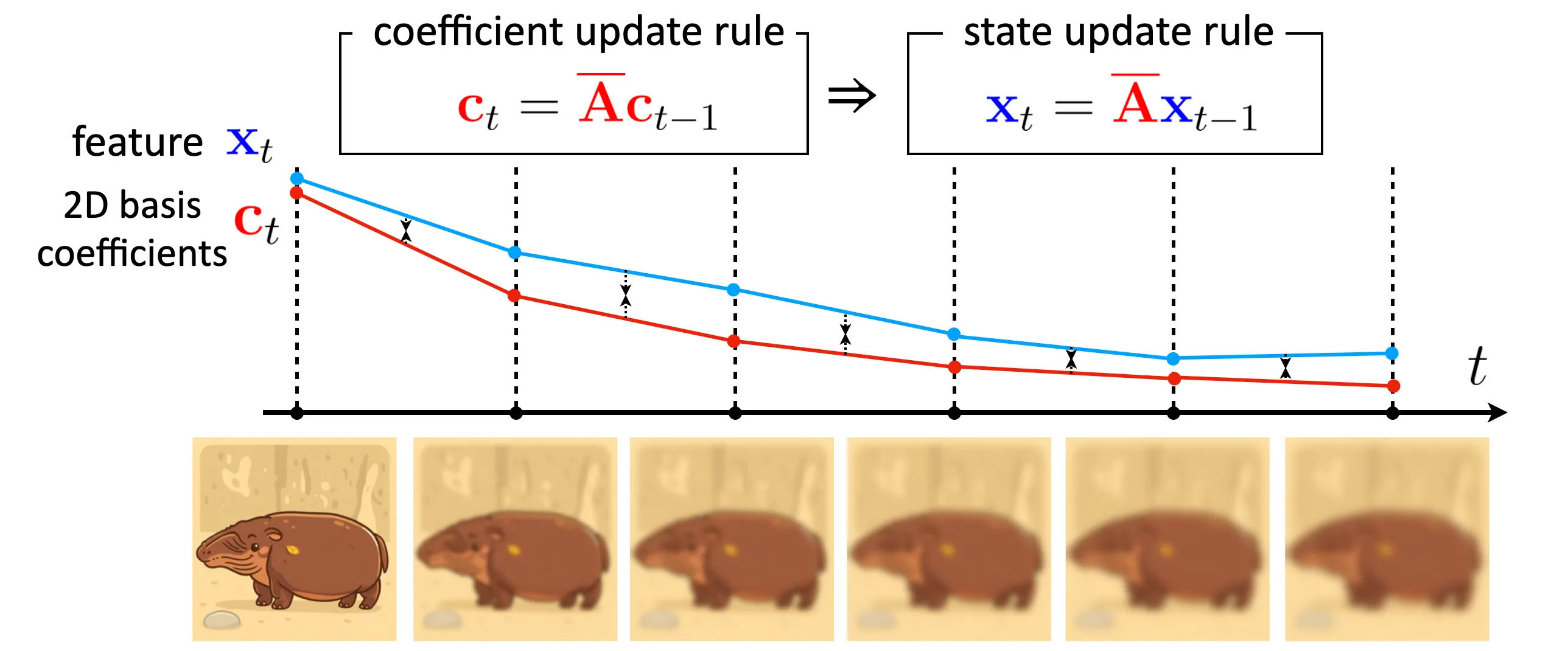 WHippo chooses \mathbf{c}(\cdot) as 2D basis projection, and \theta(\cdot) as Gaussian blurring
