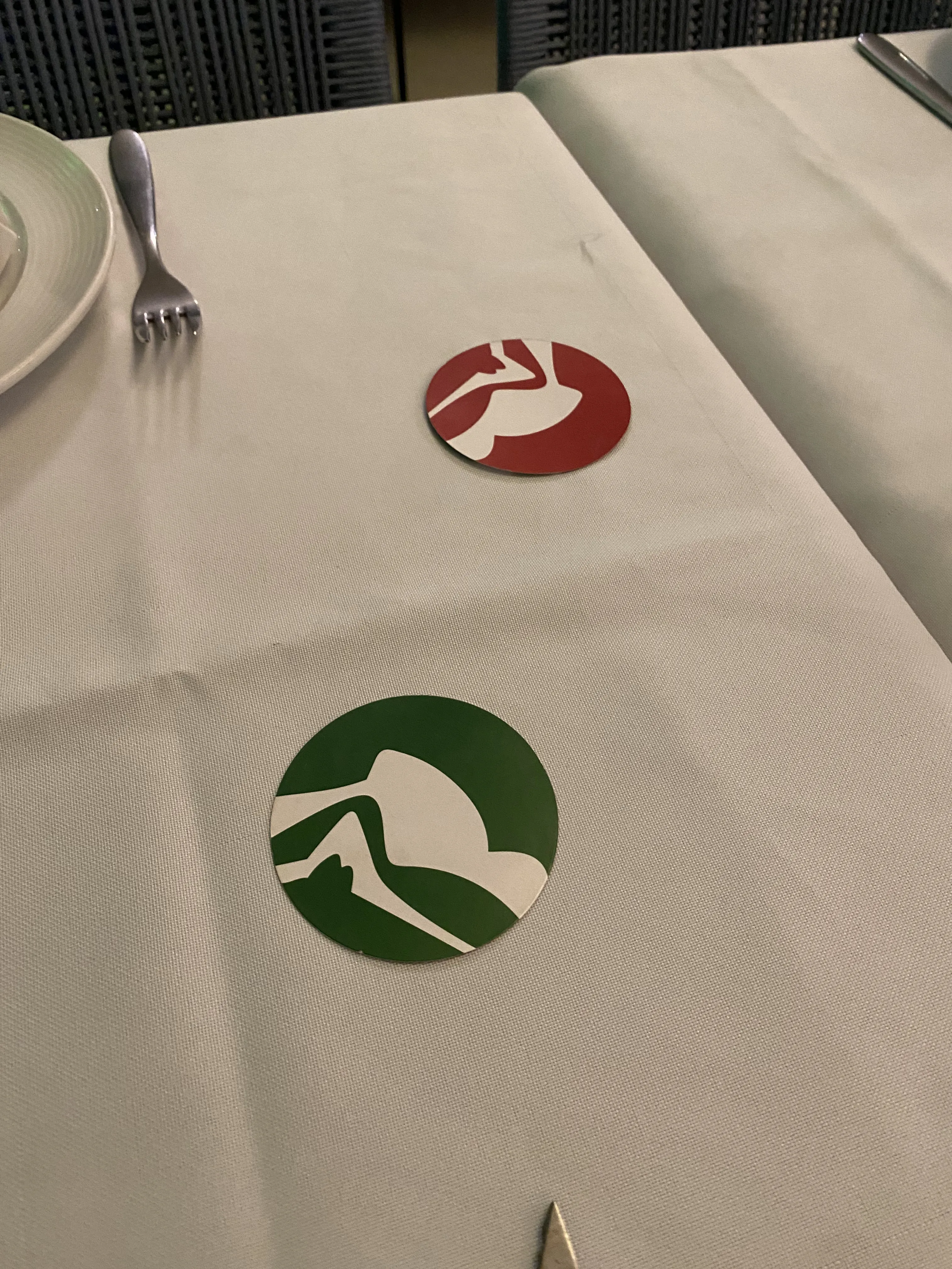 Green means you want more meat, and red means you are done eating